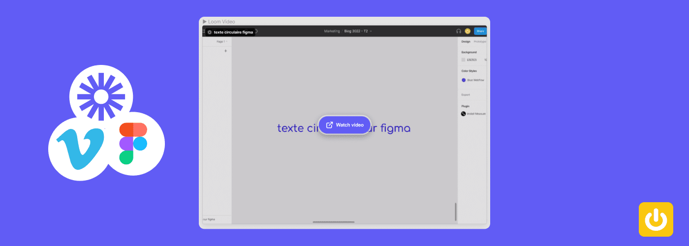 logo loom, logo vimeo, logo figma avec designer figma et intégration du plugin loom, sur fond bleu