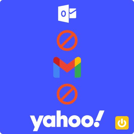 Icônes de bloquage avec les logos Yahoo, Google et Outlook