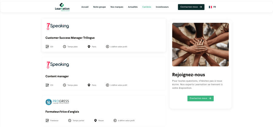 Page carrières learnation