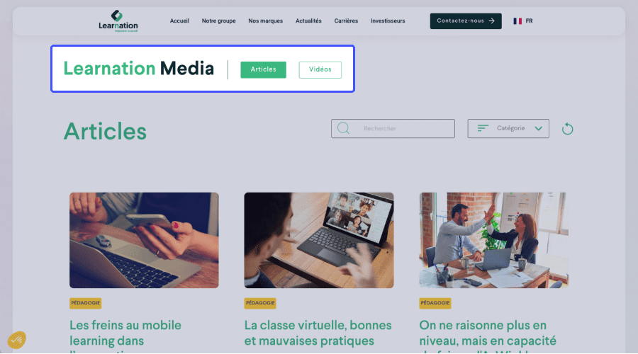 Page actualité learnation