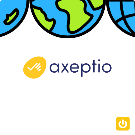 Logo d'axeptio avec des globes représentant la terre