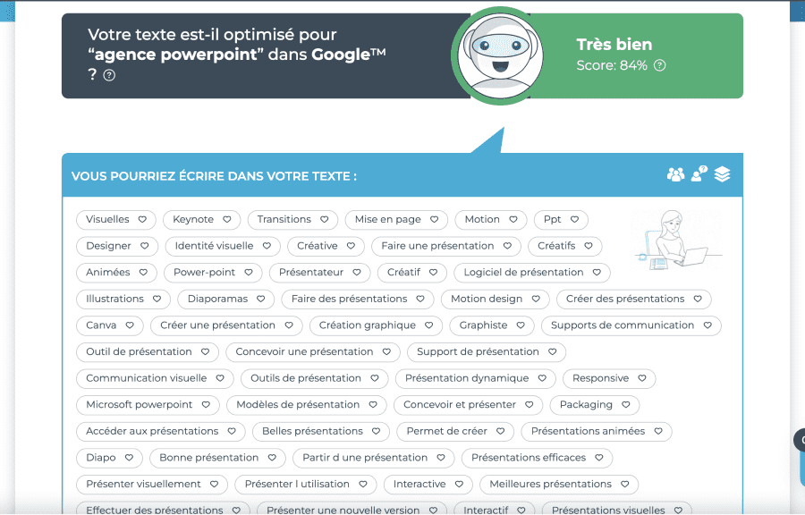 Score de performance analyse "agence powerpoint" sur 1.fr