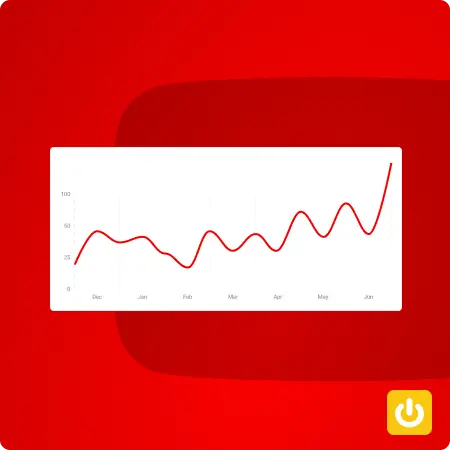 Graphique illustrant une croissance et le logo de Youtube en arrière plan