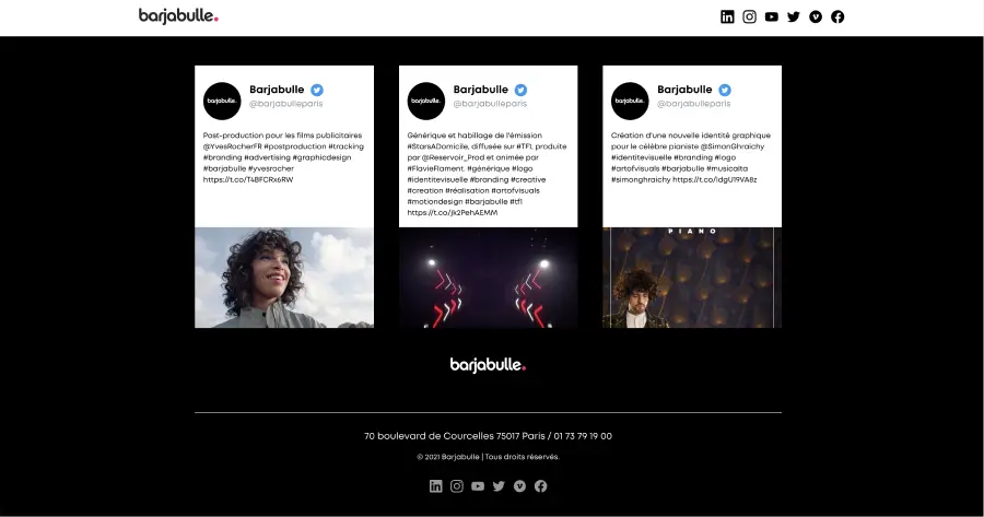 intégration slider twitter sur le site webflow de barjabulle