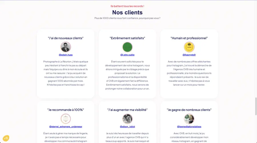 ancienne section avis agence ovb