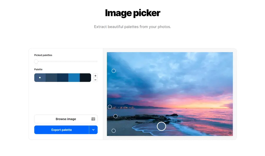 fonctionnalité image picker de coolors