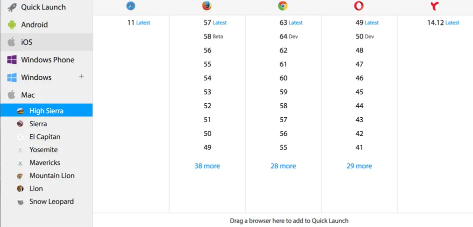 browserstack interface