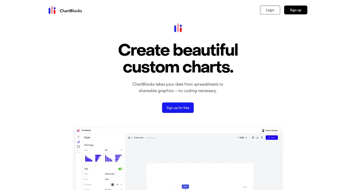home page du site de l'outil chartblocks