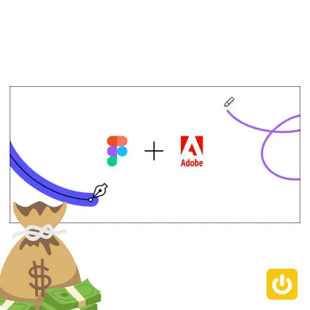 Figma + adobe logo avec un sac d'argent