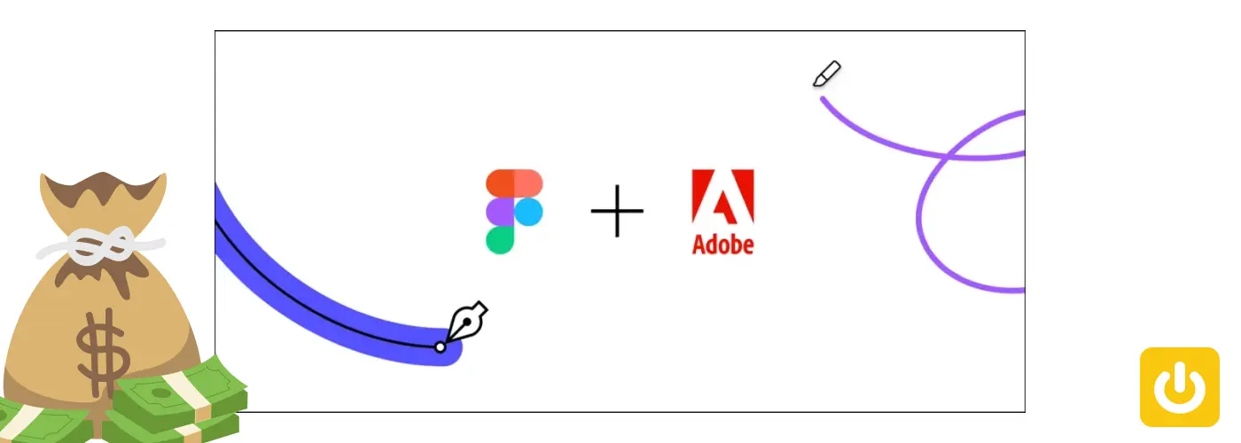 Figma + adobe logo avec un sac d'argent