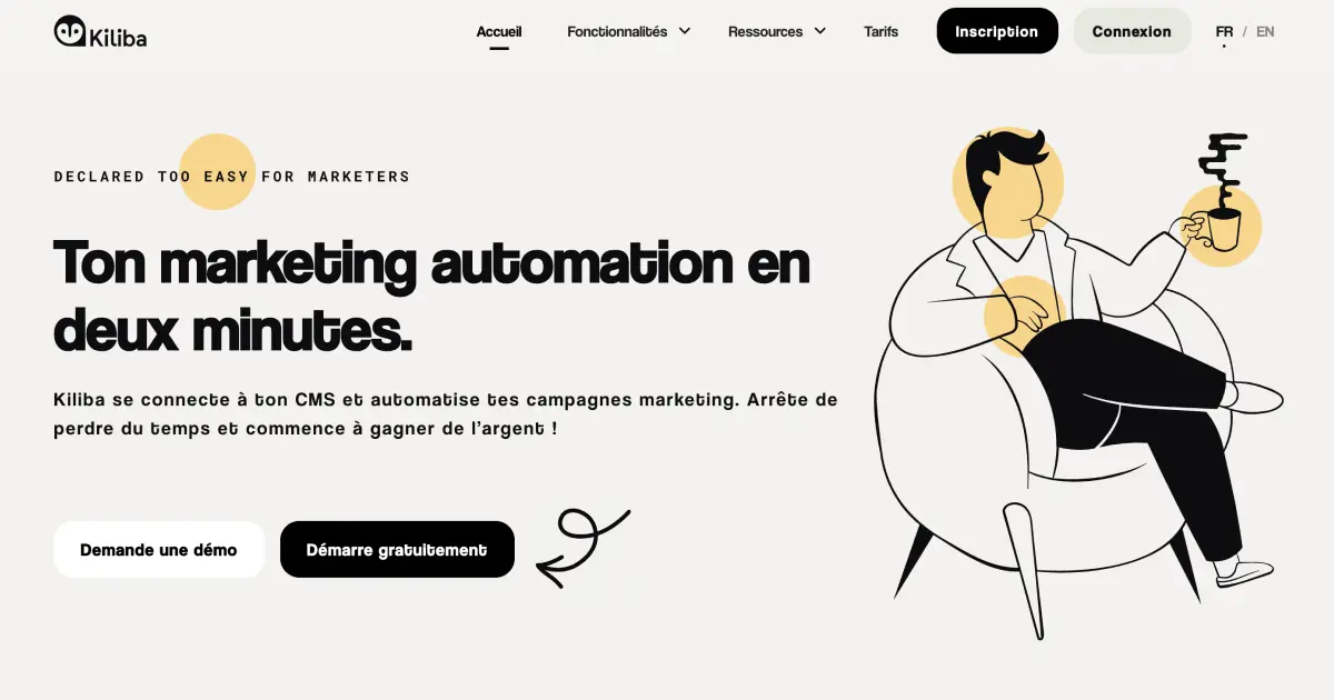 Aperçu de la home page su site Kiliba