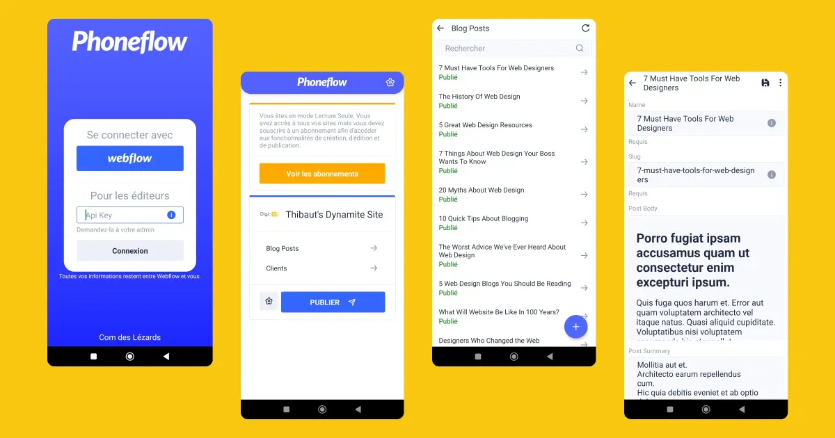 Interface appli phoneflow
