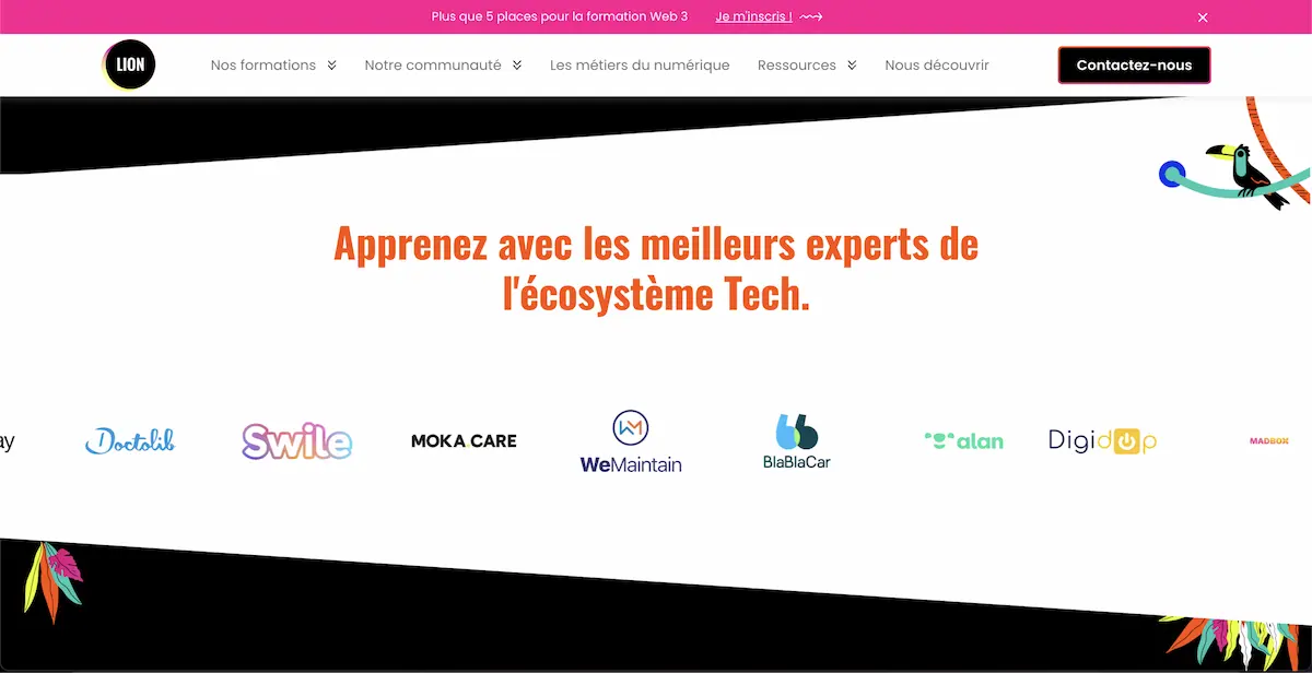 Bande défilante de logo d'entreprises technologiques : blablacar, swile, digidop, madbox