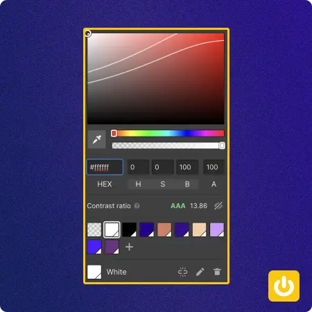 Aperçu de l'outil de couleur ratio check sur Webflow