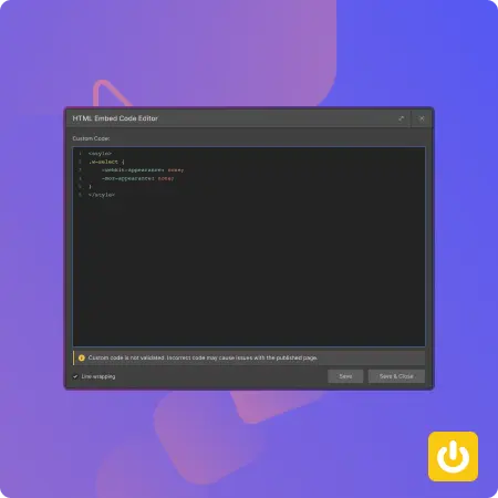 Custom code pour cacher l'icône d'un select field webflow