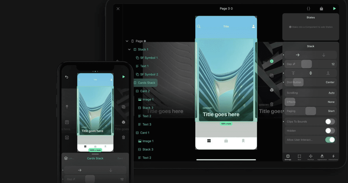 Interface outil no-code Play