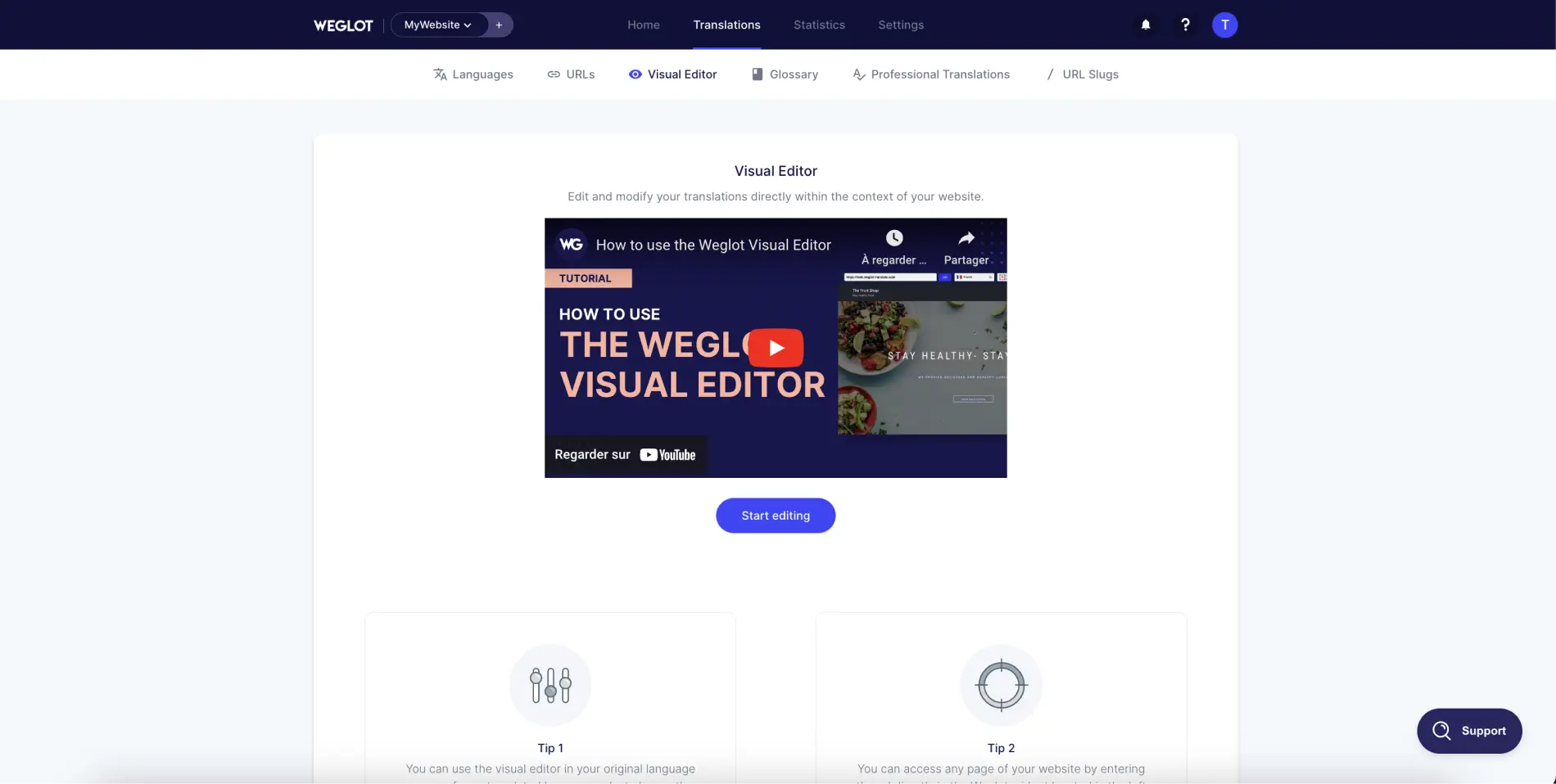 Page Visual Editor Weglot