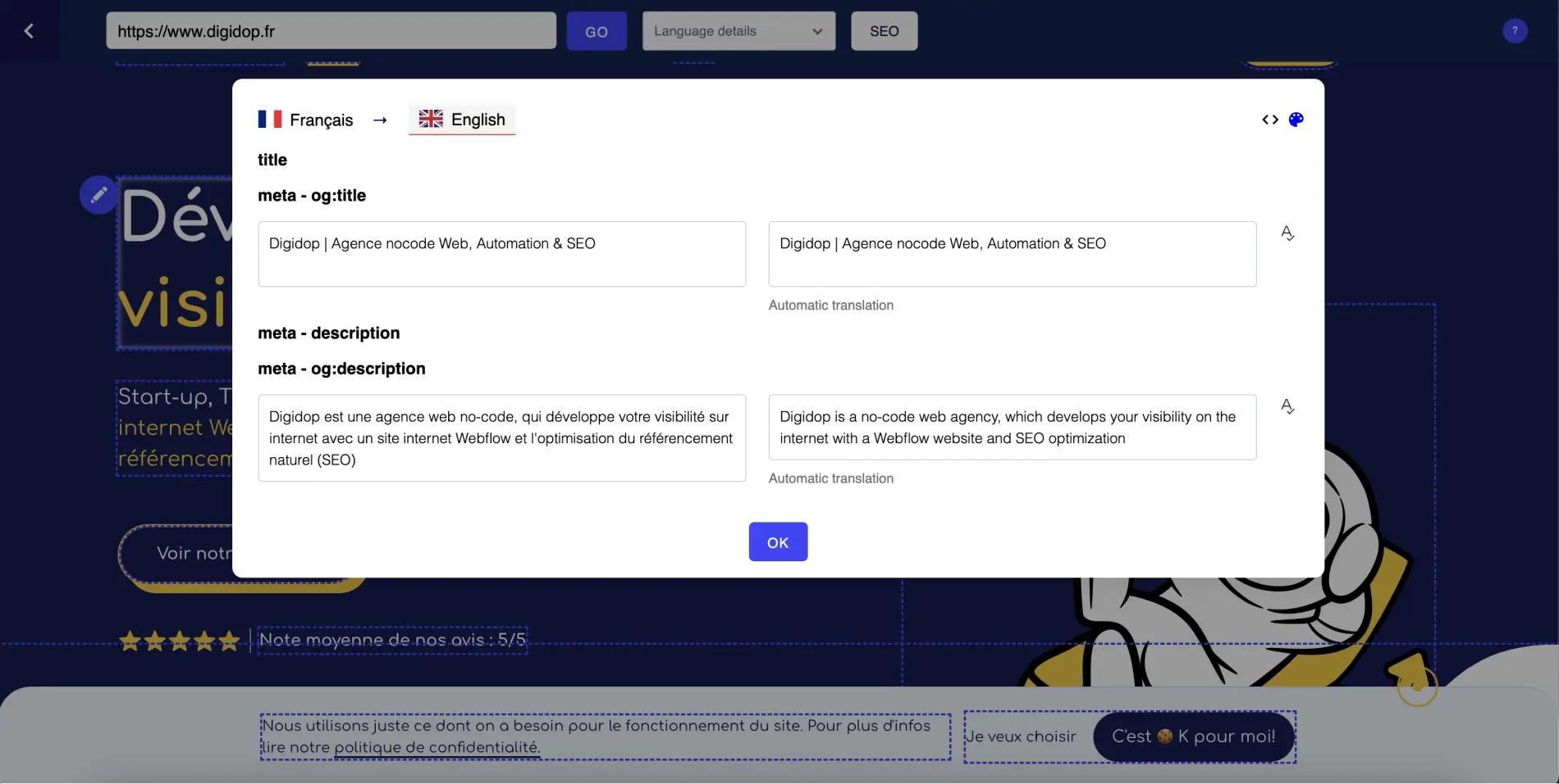 Modification Title & Meta Description SEO Weglot Digidop