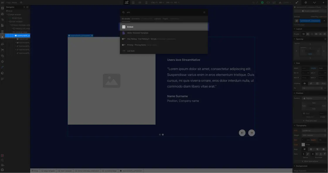 Intégration d'un embed code sur Webflow