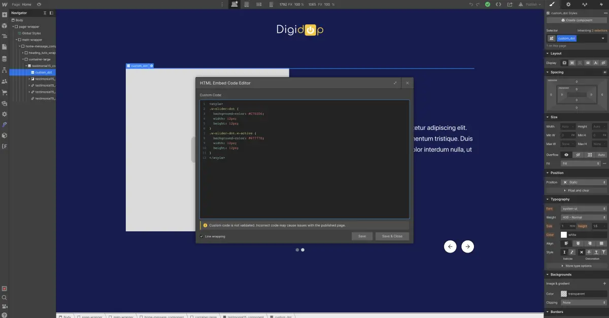 Code CSS custom sur Webflow