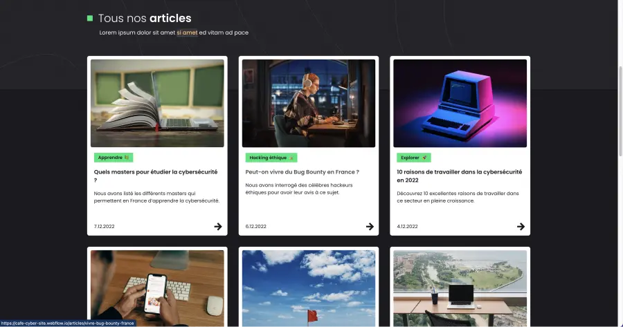 plusieurs articles de blog du site cyber cafe