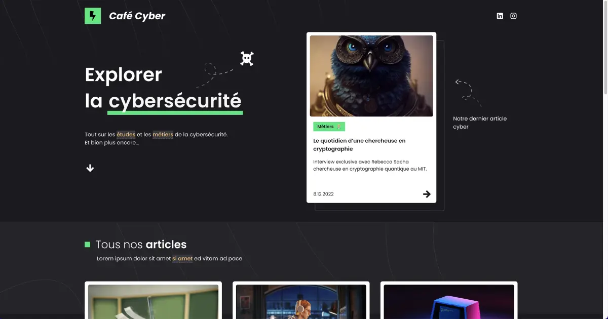 Header du site cyber cafe