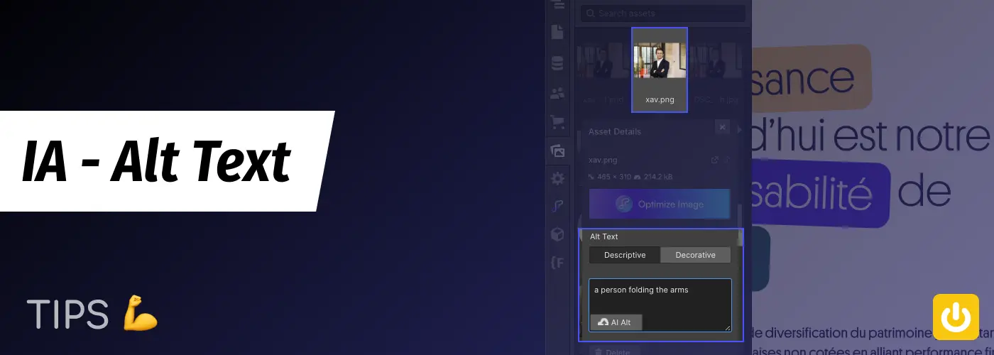 Génération d'alt text pour images Webflow via AI
