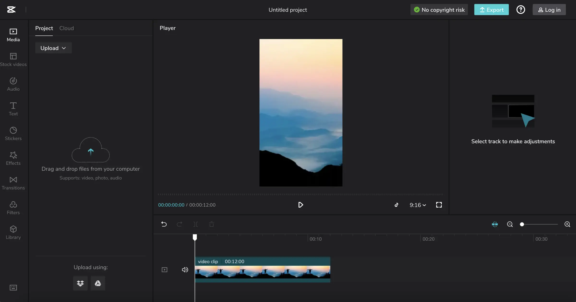 Interface Capcut Web