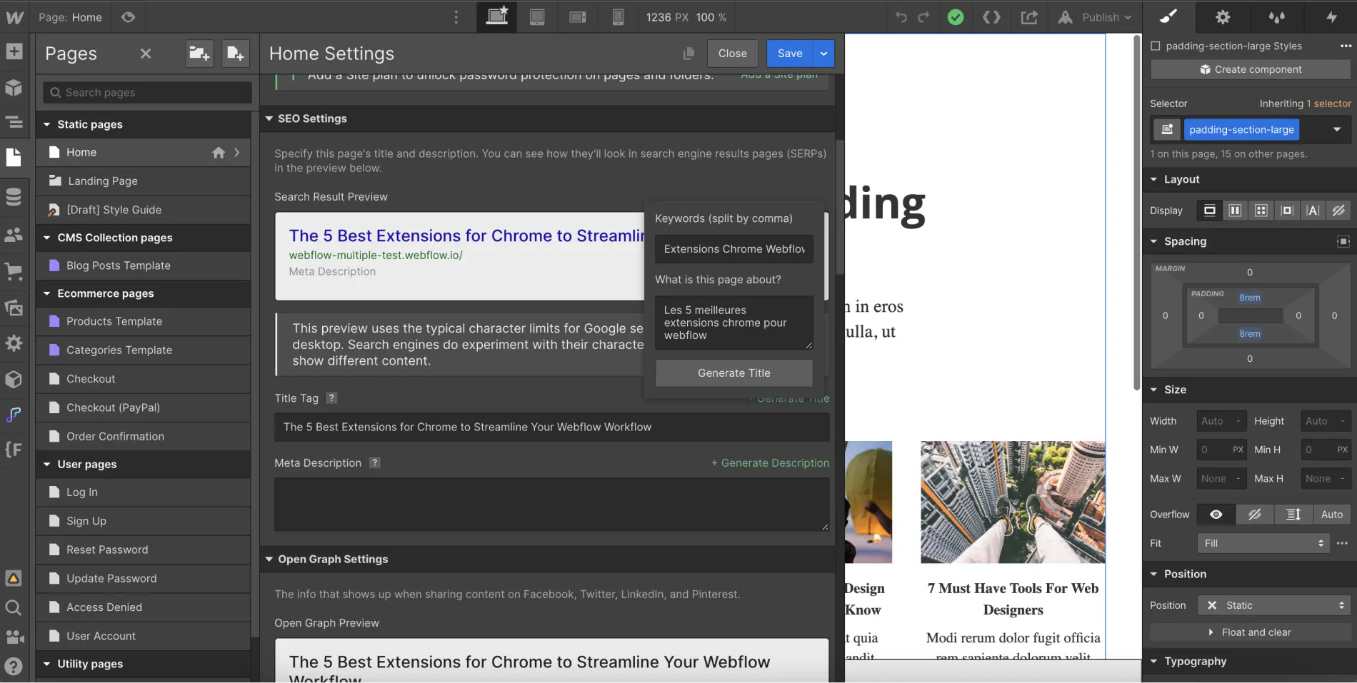GPT-3 SEO Chrome Extension Webflow