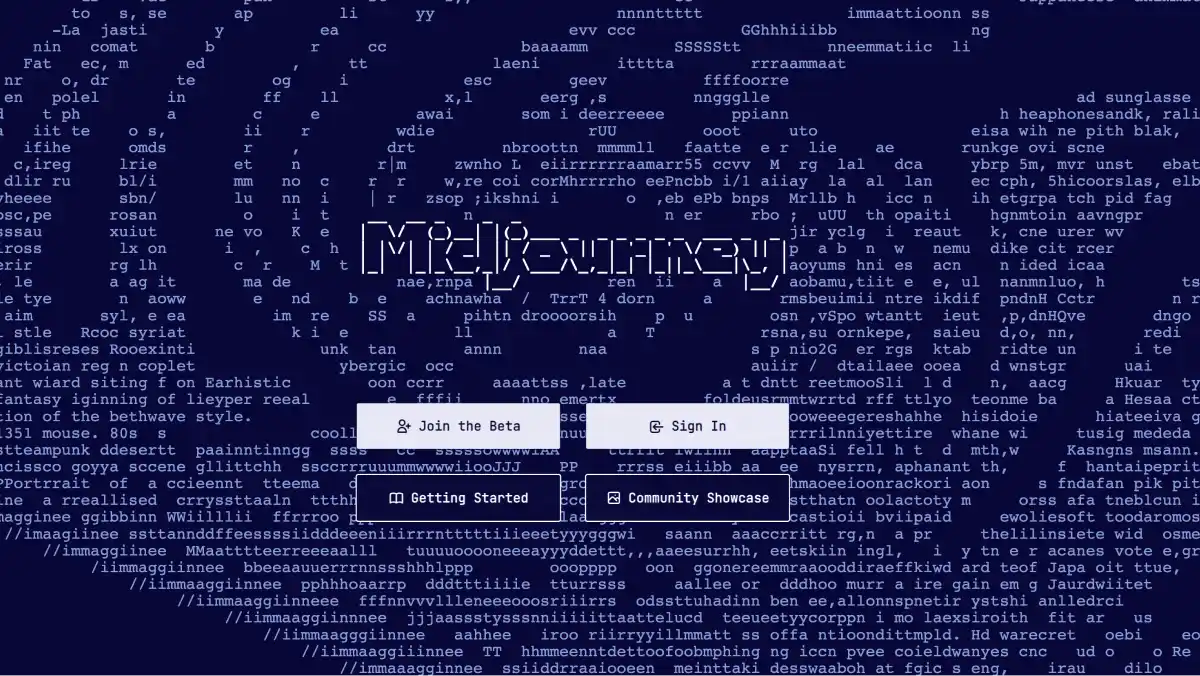 interface de l'IA midjourney