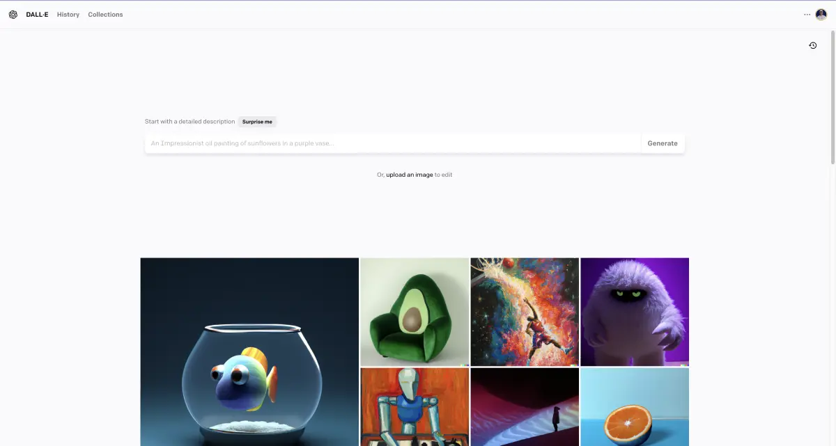 interface de création d'image dall-e