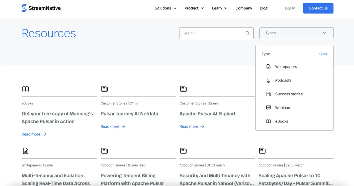 Page ressources avec système de filtrage
