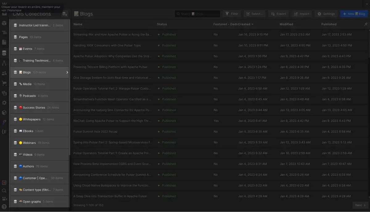 + 10 collections CMS sur un site webflow