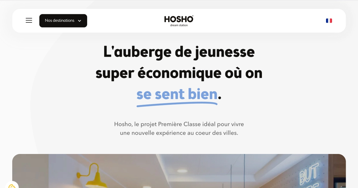 Header de la page Home du site web Hosho