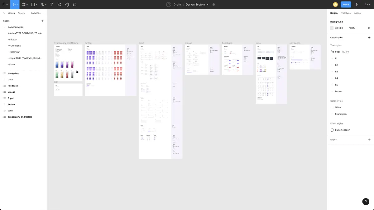 Exemple d'un design system sur Figma