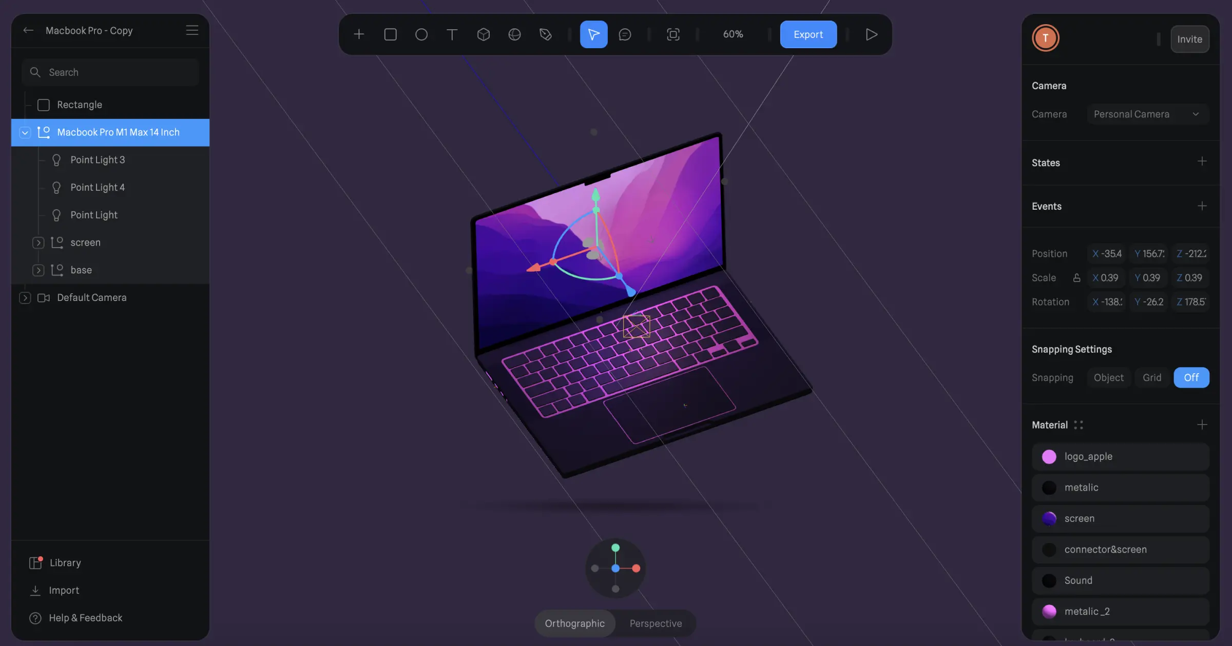 Interface design 3d Spline