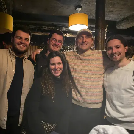 Photo de Margaux et Thibaud de l'équipe Weglot avec Thomas, Thibaut et Florian de chez Digidop