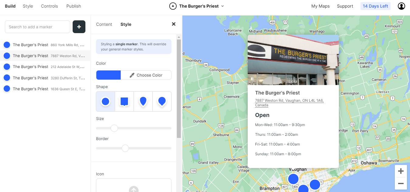 Styling options for markers