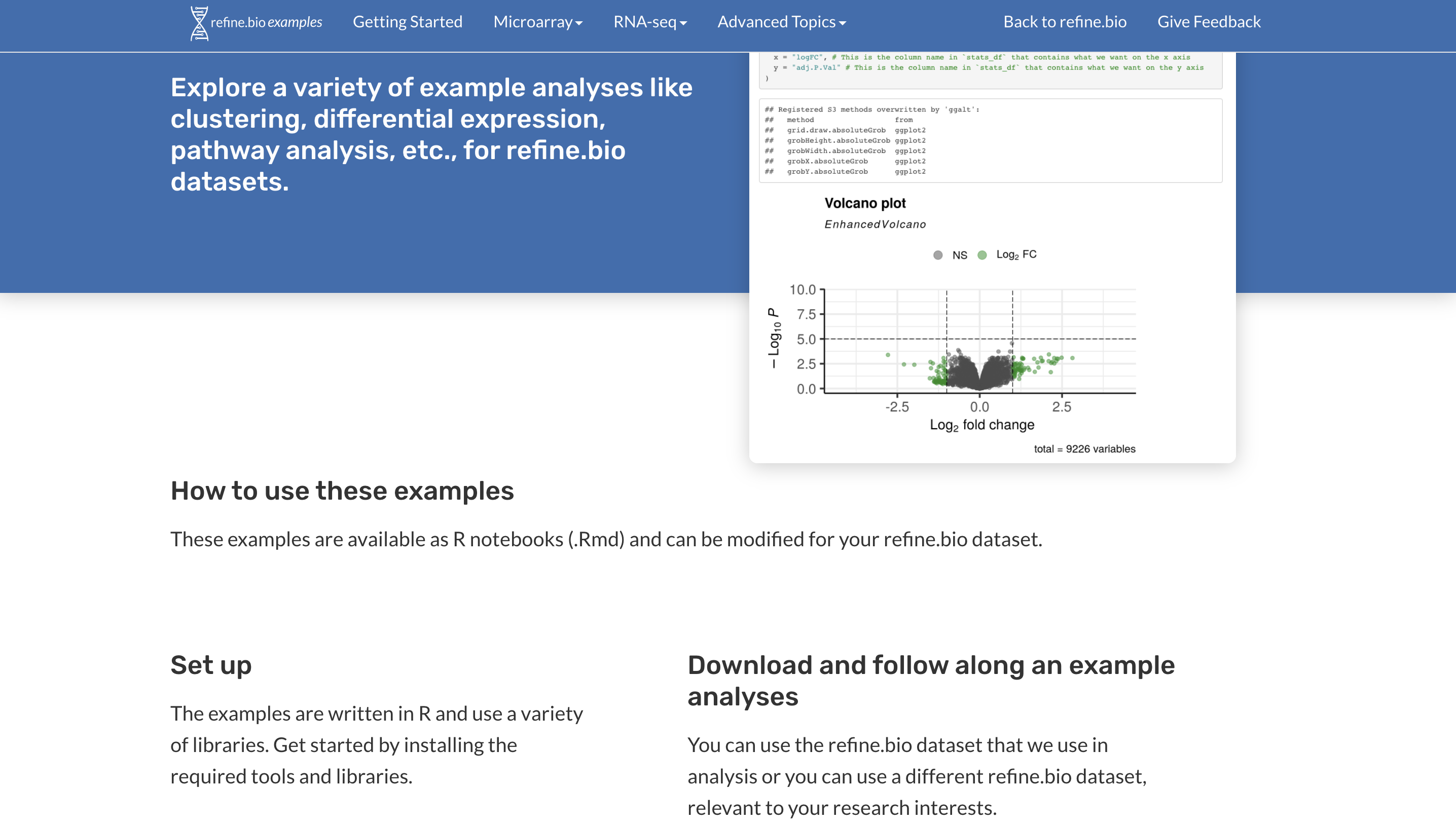 refine.bio examples homepage