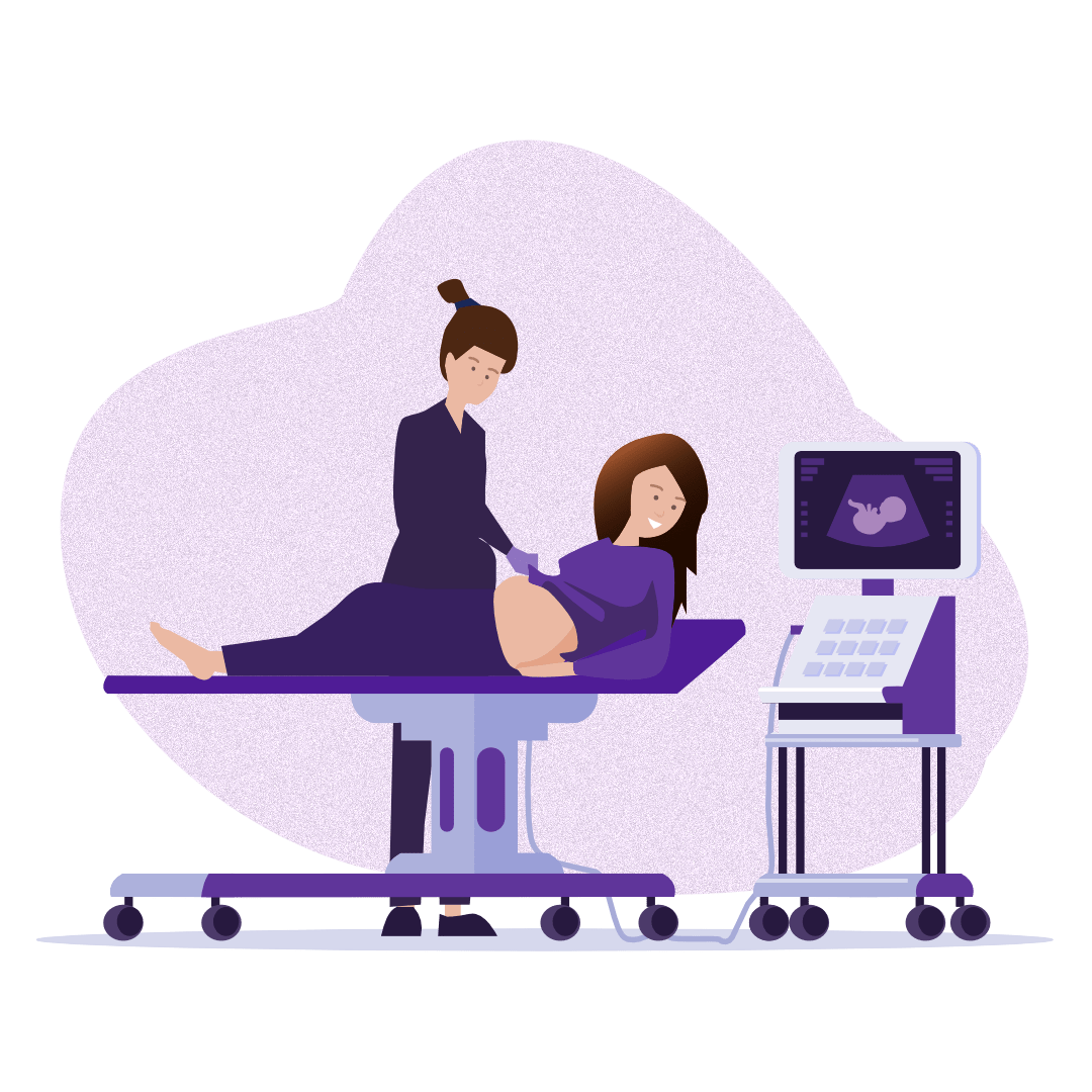 Illustration of a woman getting an ultrasound