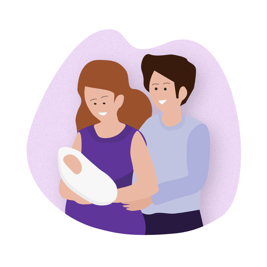 Illustration of parents with baby