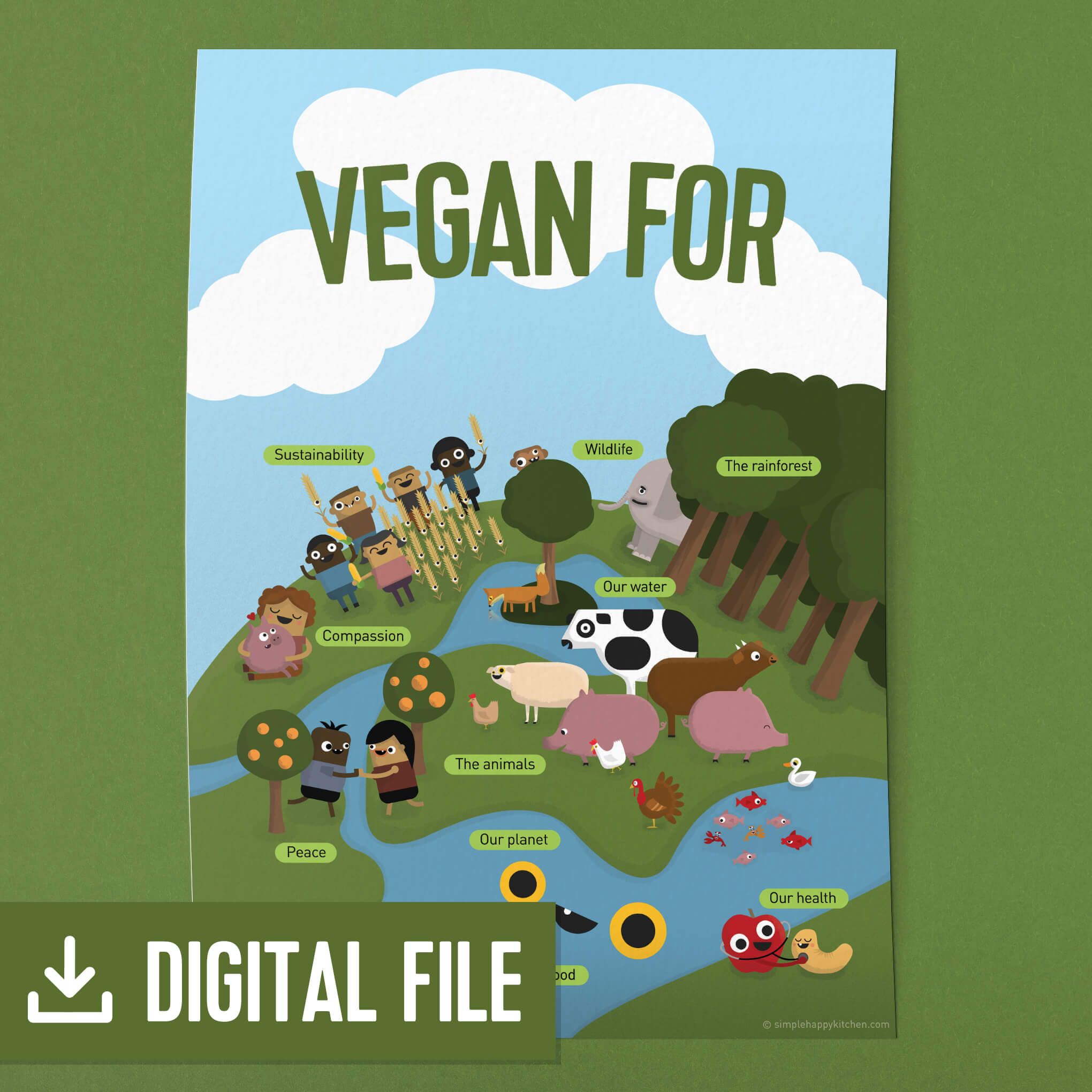 "Vegan For..." Digital Download Poster