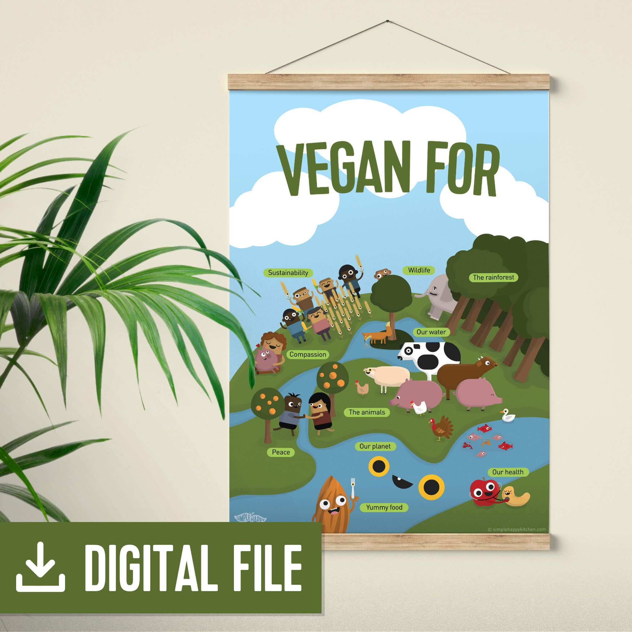 "Vegan For..." Digital Download Poster