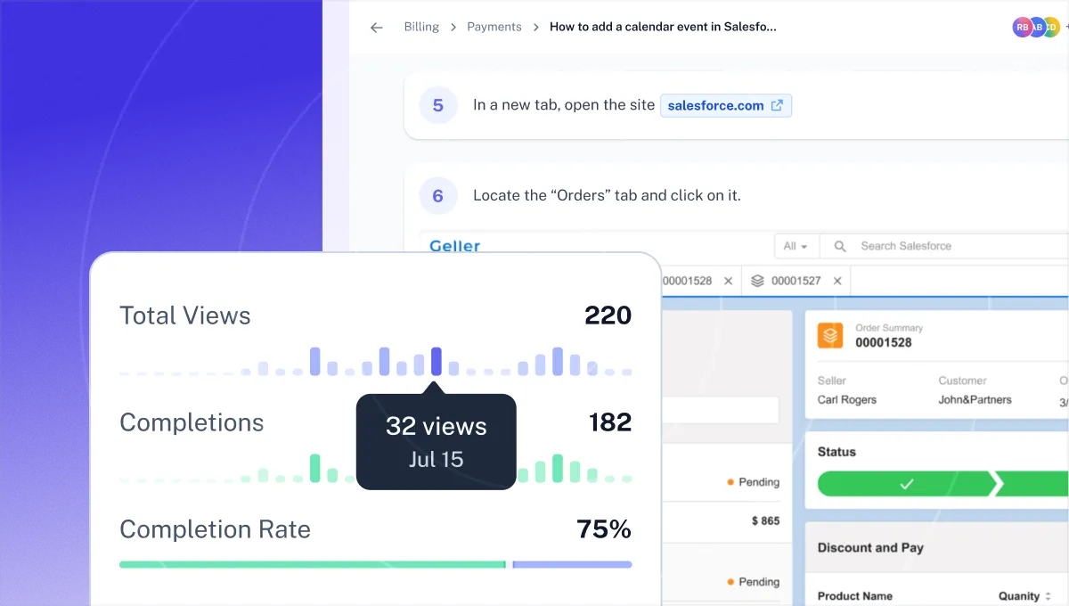 Views and completions dashboard inside Scribe