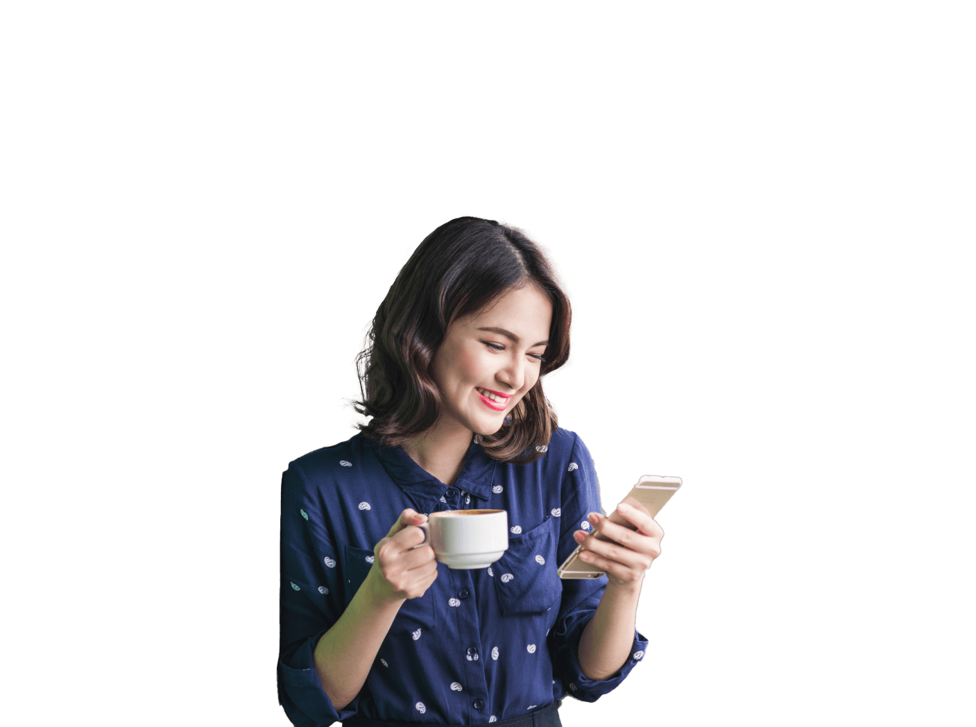 woman holding phone