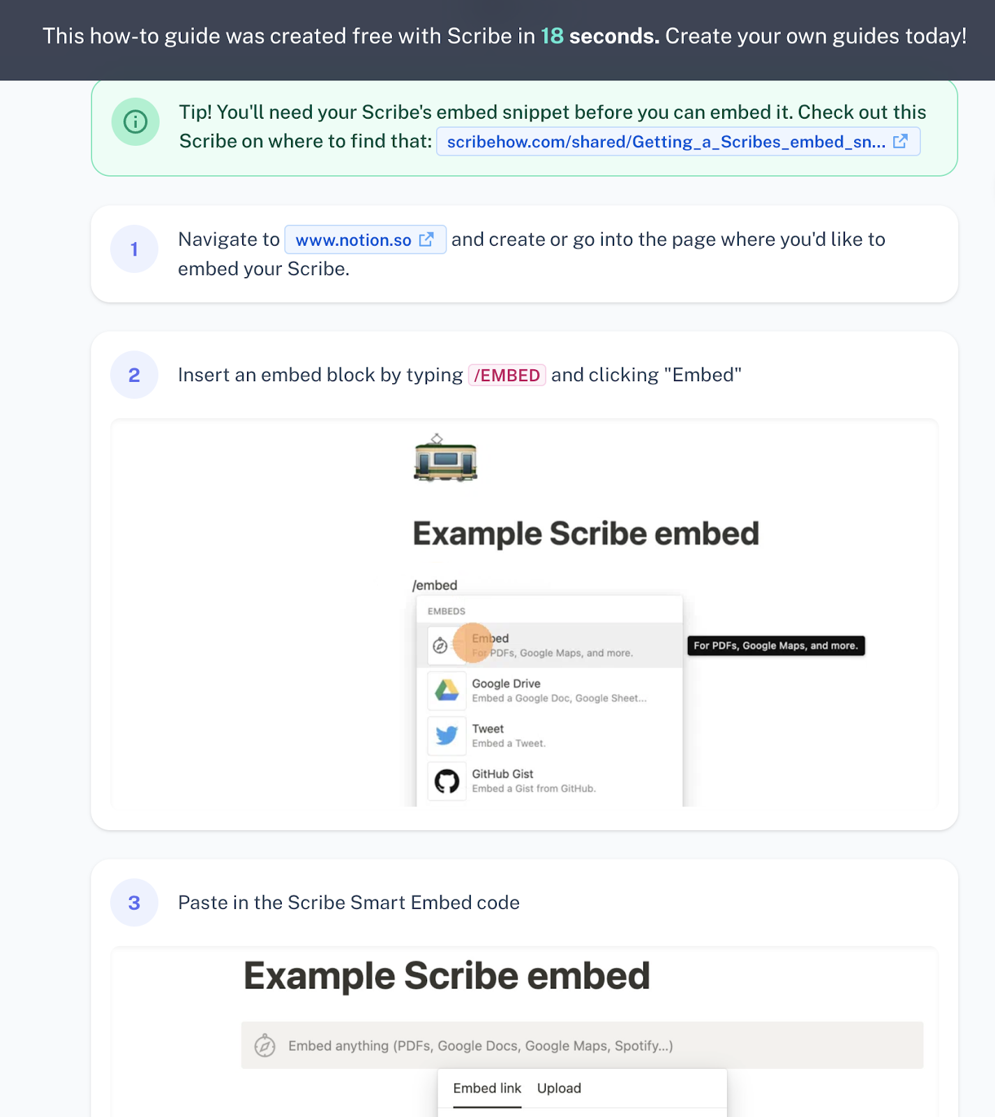 An example Scribe showing how easy it is to generate step-by-step instructions for your FAQ page