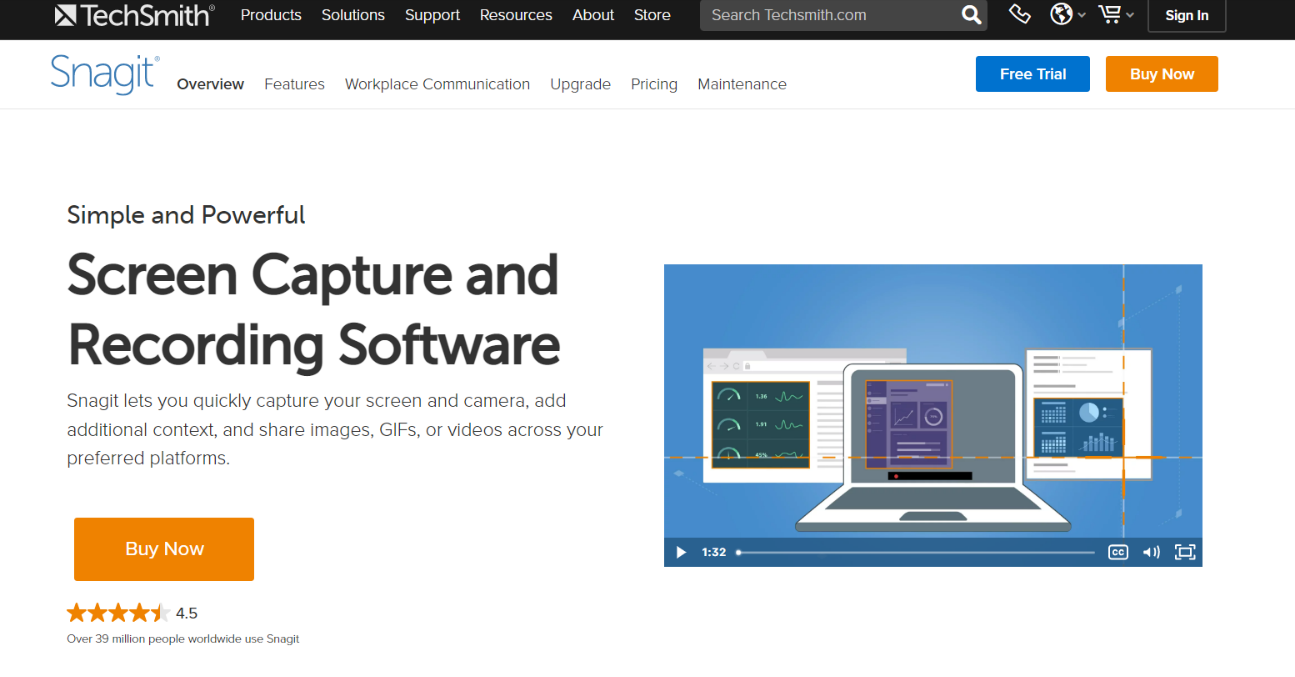 Home page of Snagit