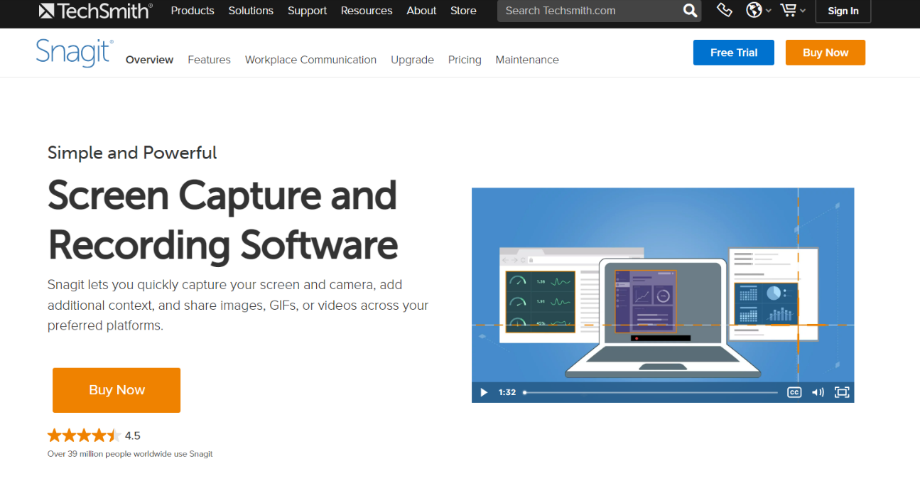 Home page of Snagit - best screenshot software