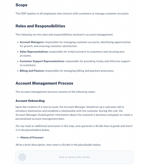 Account Management Template | Scribe