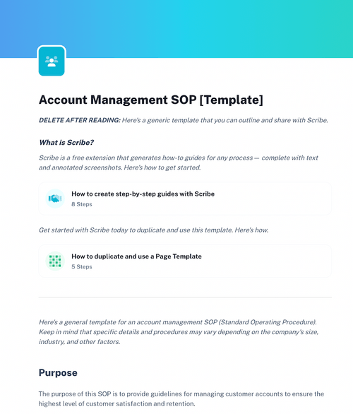 Account Management Template | Scribe